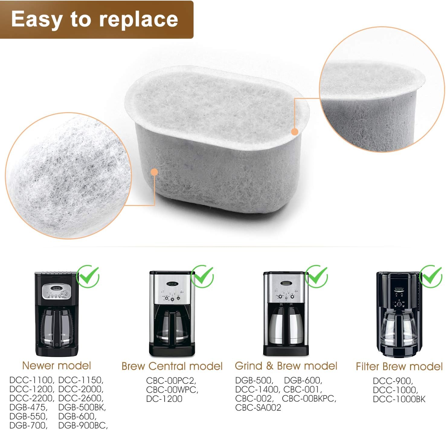 Possiave 12-Pack Cuisinart Compatible Charcoal Water Filter Replacement - for all Cuisinart Coffee Machines: Kitchen & Dining