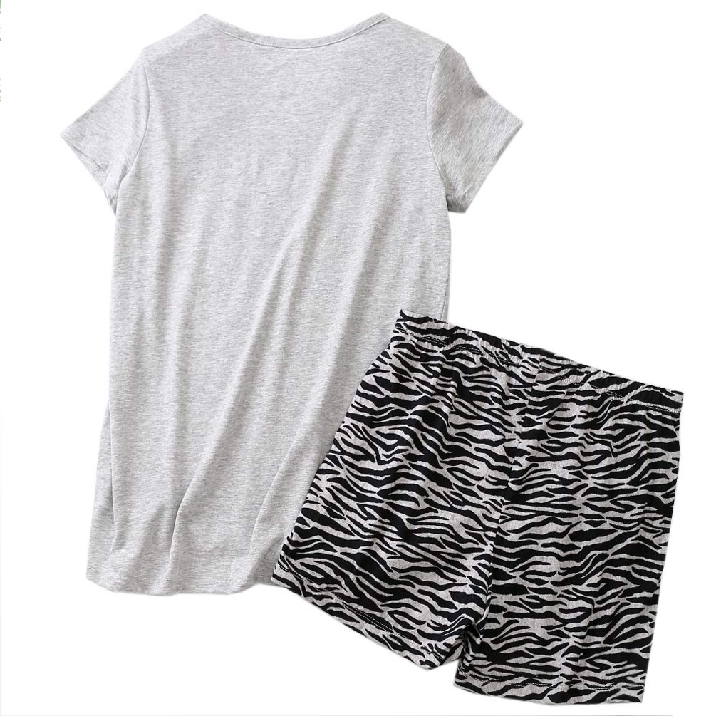 ENJOYNIGHT Women\'s Cute Sleepwear Print Tee and Shorts Pajama Set (Medium, ZZZebra)