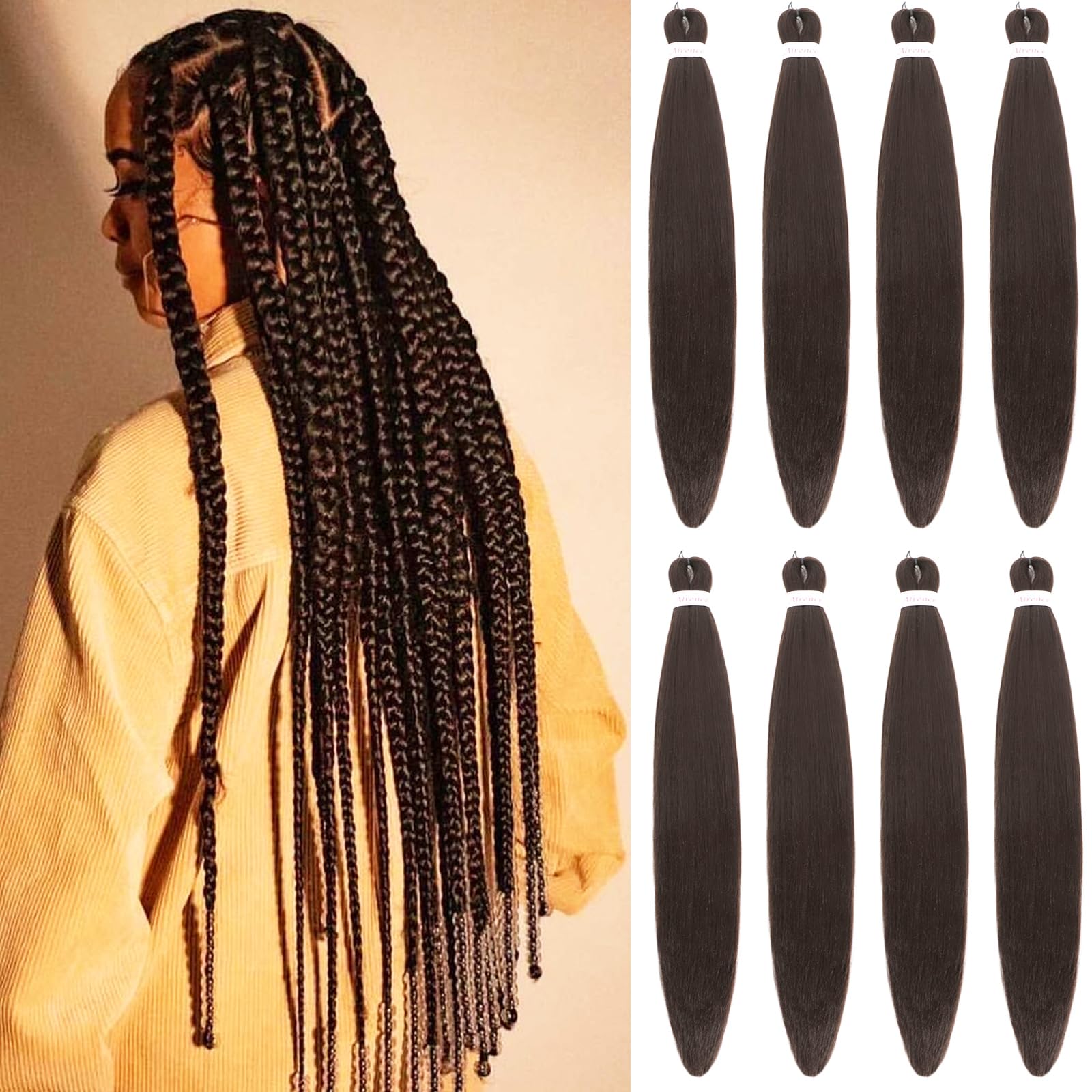 Photo 1 of Alrence Pre Stretched Braiding Hair Long Braid 26 Inch 8 Packs Professional Braiding Hair Extensions Synthetic Crochet Twist Braids (26 Inch, 6#)