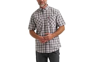 Wrangler Mens Short Sleeve Foreman Plaid Work Shirt