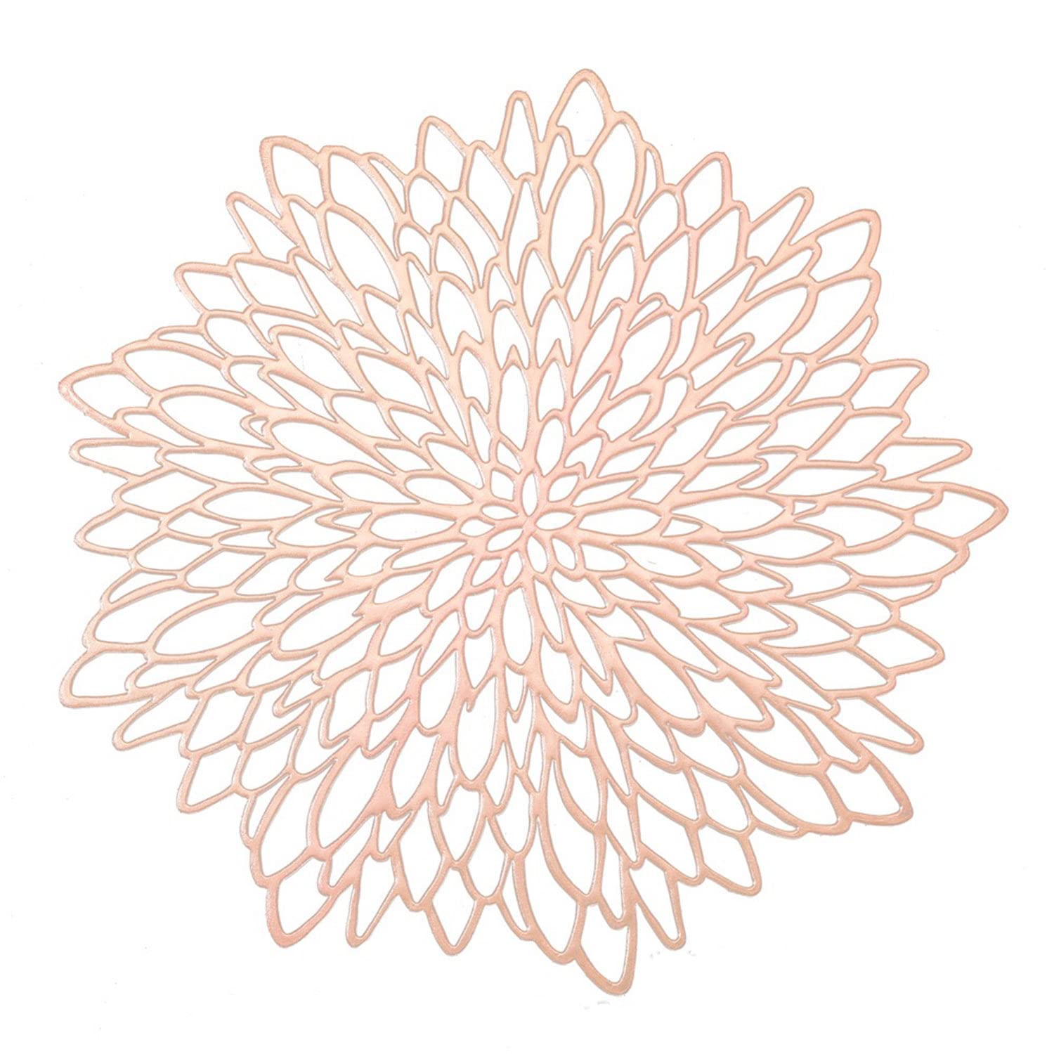 Photo 1 of 12 PCS Decorative Placemats Vinyl Hollow Table Mats Non-Slip Heat Insulation Dinner Mat Metallic Philopack(Rose Gold-12)