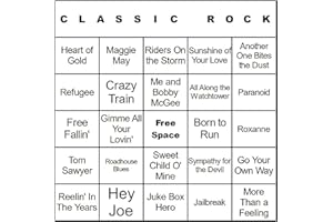 Bangin' Meats CardTunz 100 Music Bingo Cards Printed and Laminated Many Music Types Available (Classic Rock)