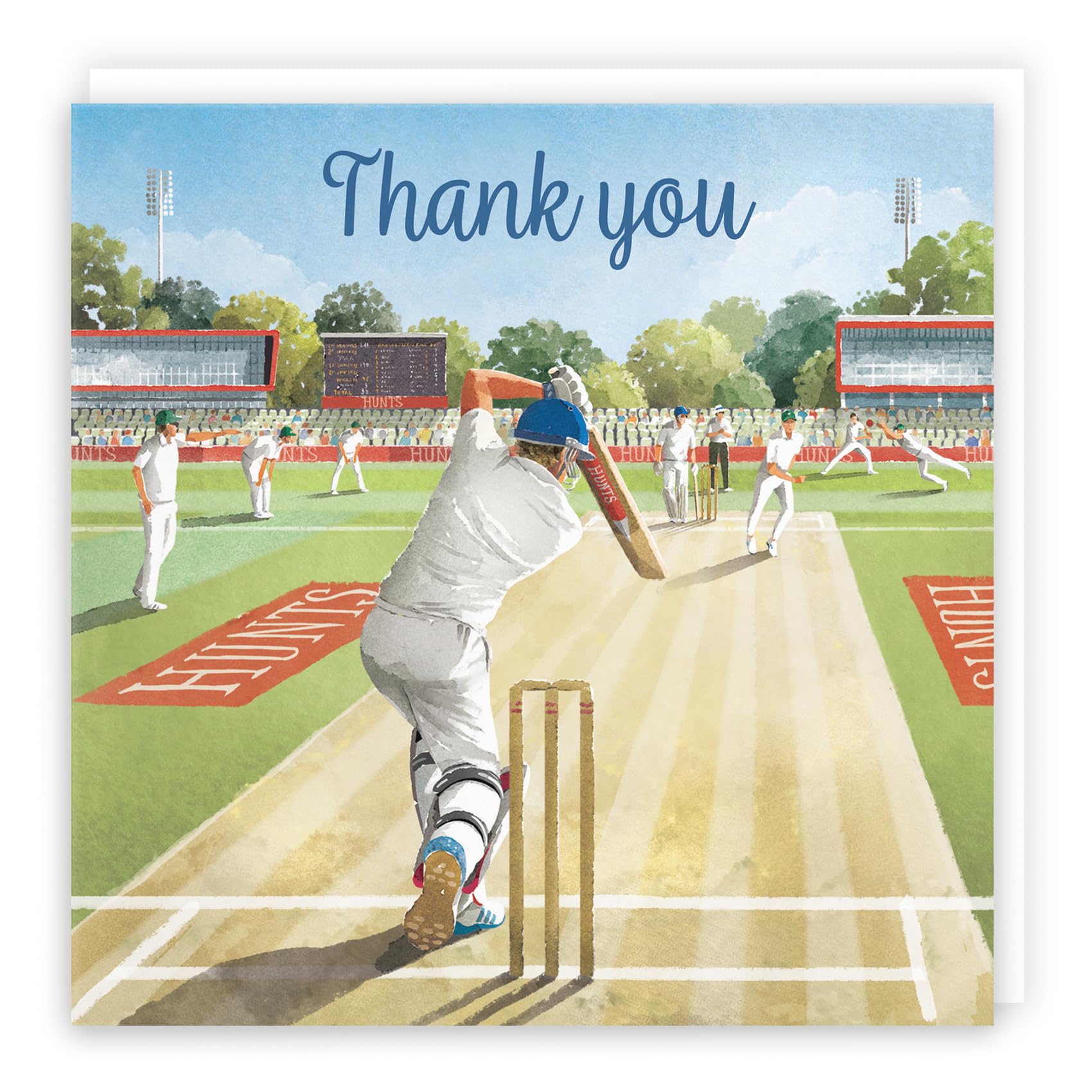 Hunts England - Cricket Fun Thank You Card For Him - Milo's Gallery - Sport Thank You Card - Thank You Card For Cricket Fans - For Boys, Men, Husband, Dad, Grandad, Son, Brother