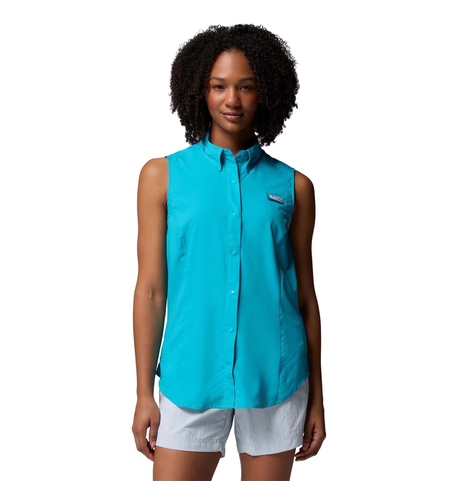 Columbia Women's PFG Tamiami Sleeveless Summer Shirt, Ocean Teal, XX-Large Image