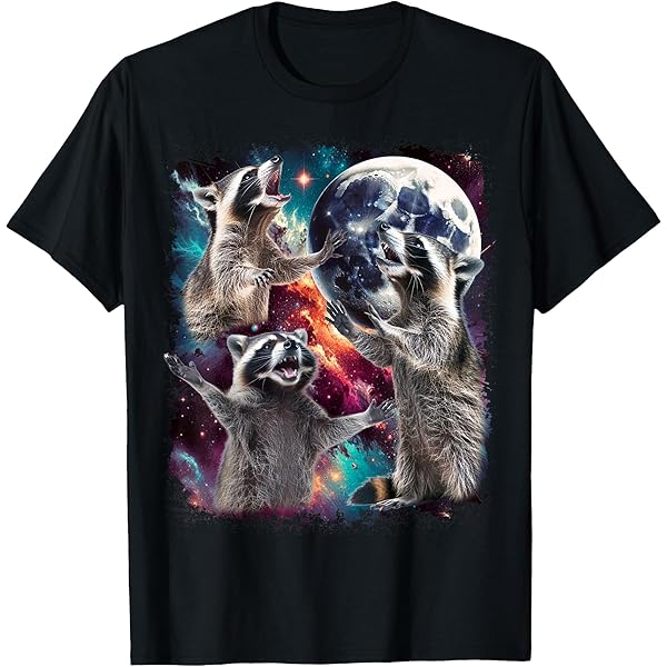 Amazon.com: Three Raccoon Moon Funny 3 Wolves Parody Racoon Space