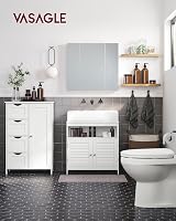 VASAGLE Bathroom Floor Storage Cabinet White LHC41W 4 Drawers Door view 2