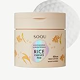 SOQU Rice Essence Pad – Moisturizing & Brightening Facial Pads with Rice Extract, Hyaluronic Acid & Niacinamide – 60 Pads (160ml, Made in Korea)