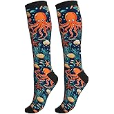 Yealedee Compression Socks Calf Knee High Support Socks Novelty For Women Men Athletic Running Hiking Nurse