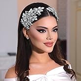 Mpoikba 2 PCS Wedding Headpiece for Bride, Handmade Bridal Hair Accessories, Rhinestone Bride Headband