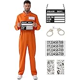 Spooktacular Creations Prisoner Costume Men, Orange Jumpsuit, Jail Inmate Accessories Set, Halloween Costumes for Men 2025