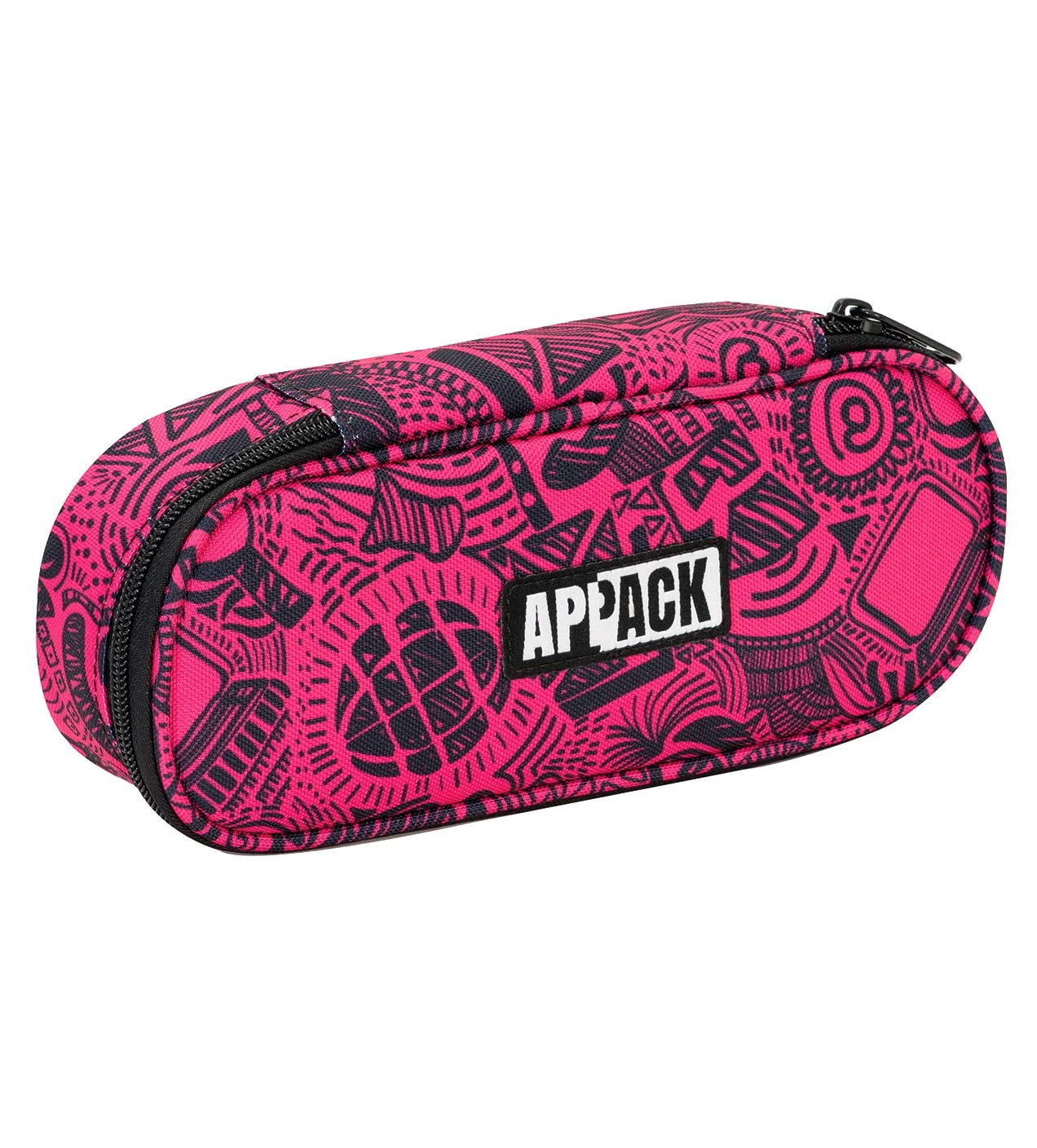 Appack Round Plus Pouch, I Like, Pink, Inner Pen Holder Compartment, 23 cm