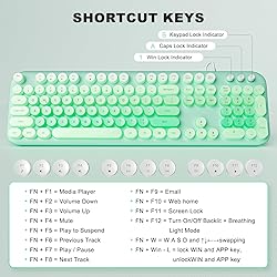 MOFII Backlit Keyboard Wired, Retro Typewriter