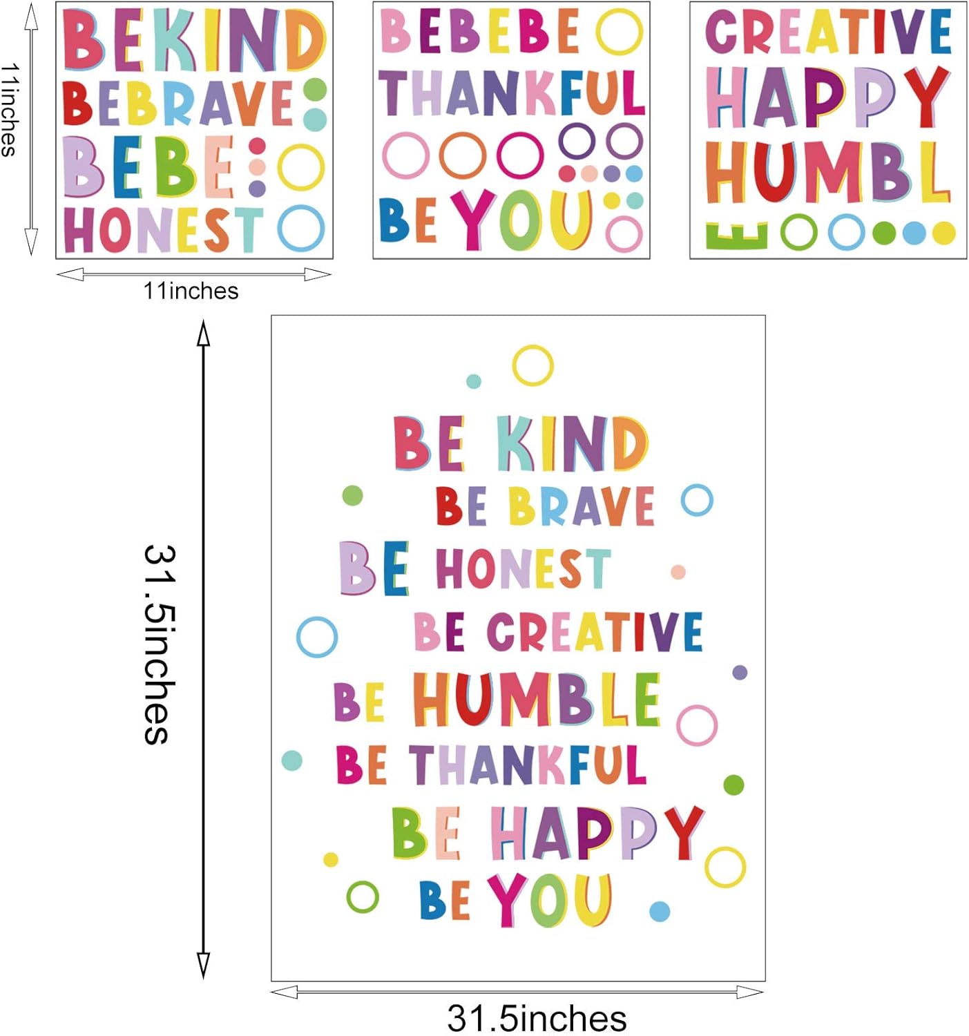 Colorful Inspirational Wall Decal Motivational Phrases Sticker Inspirational Lettering Quote Sticker Be Thankful, Be Brave - Image 3