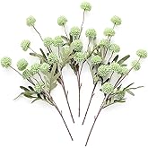 Floroom 5pcs Elf Green Faux Silk Mums Artificial Flowers, Bulk Fake Small Mini Chrysanthemums with Stems for DIY Sage Green Wedding Centerpieces Floral Arrangements Vase Fillers Home Decorations