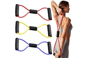 Figure 8 Resistance Bands with Foam Handles, 3 Pack Fitness Exercise Bands Set for Women, Strength Training Bands for Arm, Sh