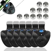 Electronic Fishing Bite Alarm with 10 Bonus Batteries | LED &amp; Sound Alert, Sensitive Siren for Day &amp; Night Carp Fishing, Waterproof Sensor for Bank Fishing Rods