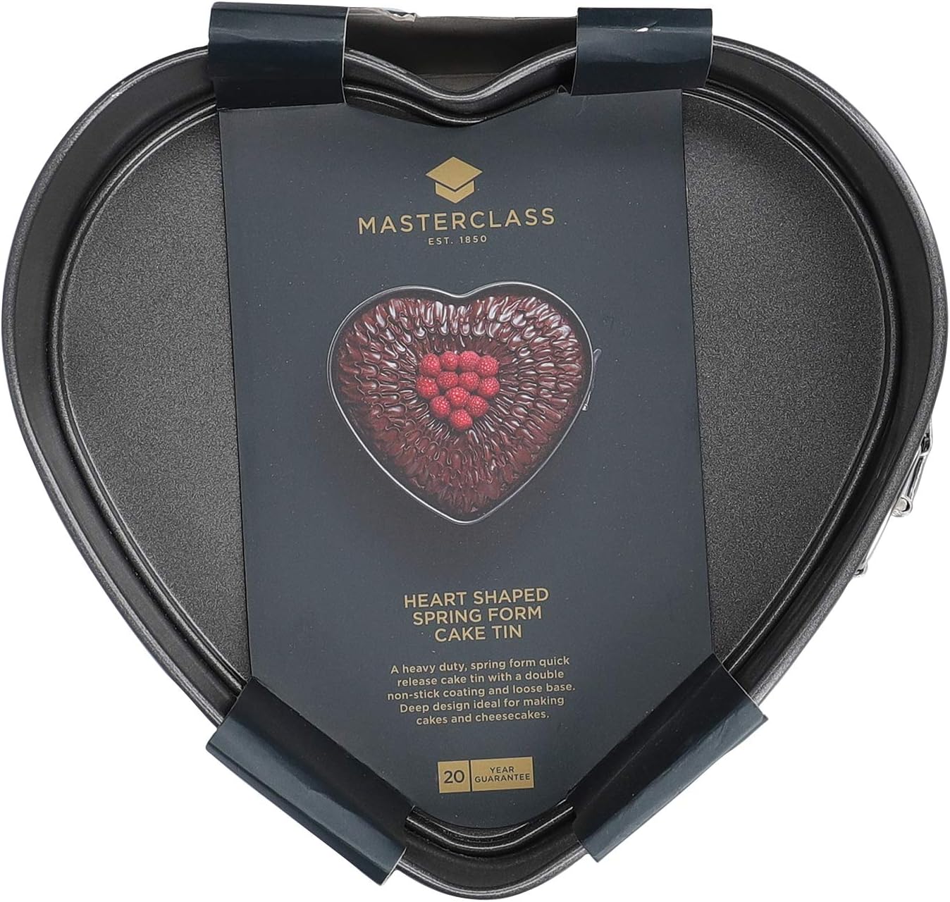 MasterClass 22.5 cm Heart Shaped Cake Tin with Loose Base, Springform Clasp & PFOA Non Stick Coating - Image 5