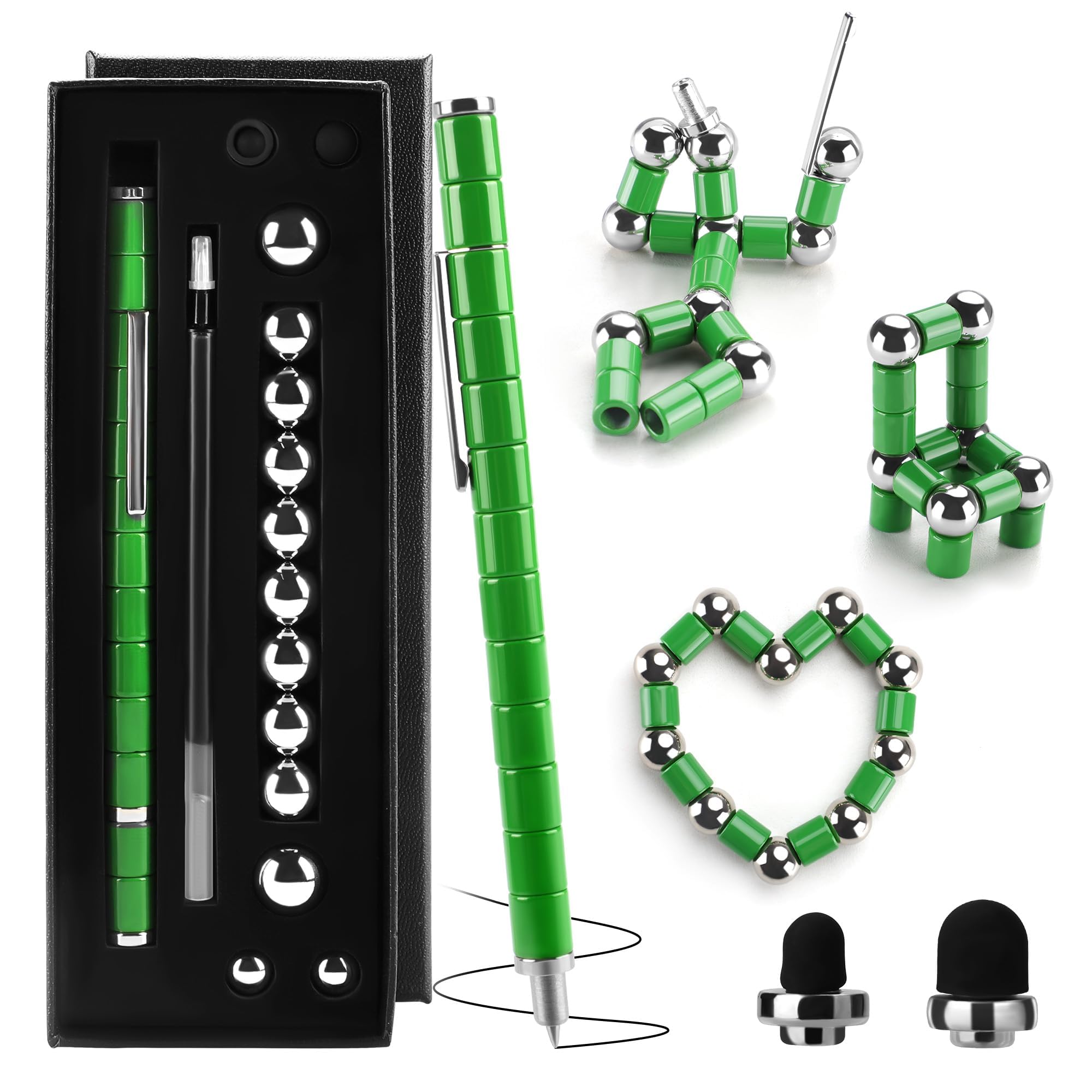 Waksox Fidget Pen Magnetic Pen - Gift for Men, Valentines Easter Birthday Gifts for Teenager Boys Girls 8 9 10 11 12 13 14 15 Years Old Magnetic Fidget (Green)