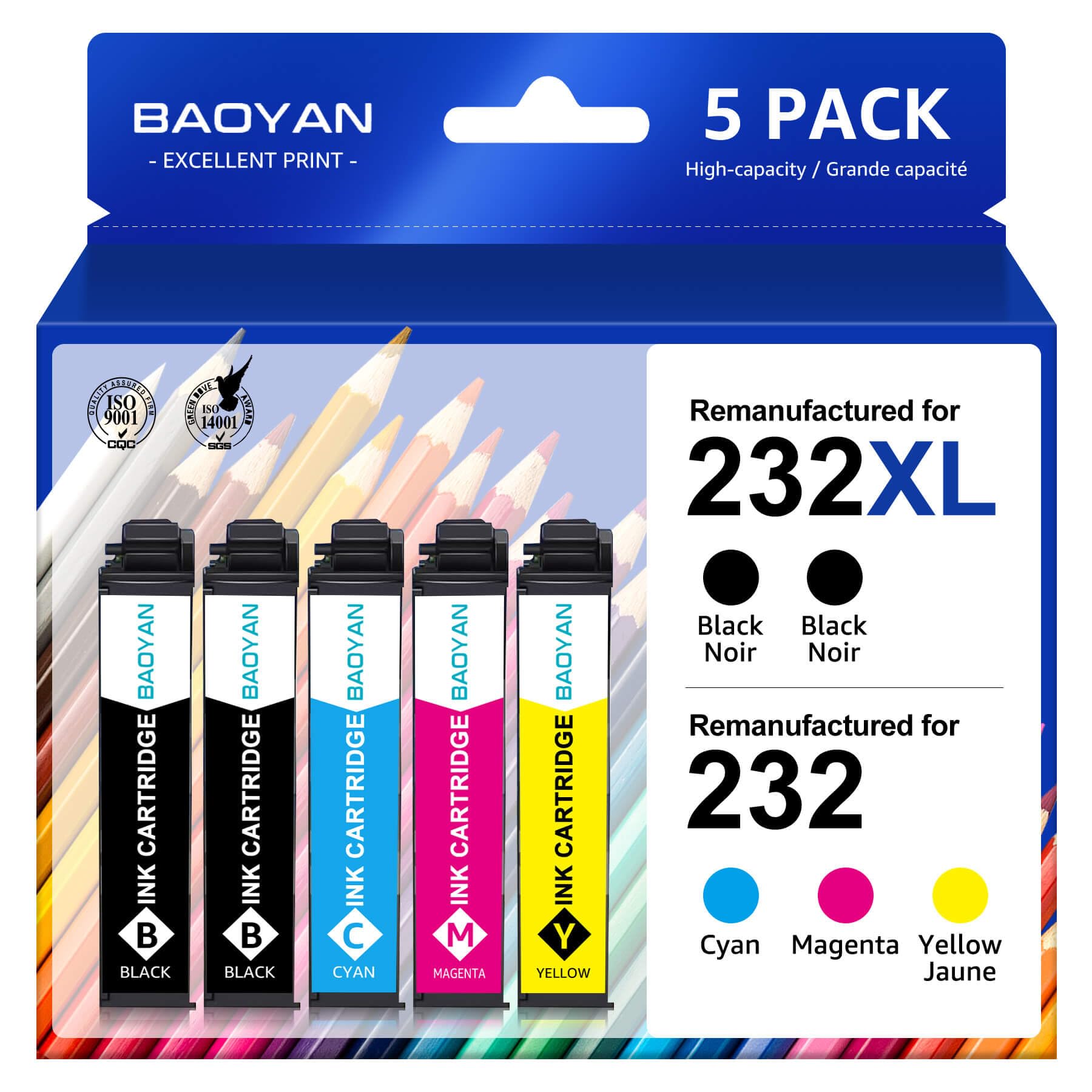 Photo 1 of 232xl Ink Cartridge Remanufactured Replacement for Epson 232XL Ink Cartridges Combo Pack Use with Expression Home XP-4200 XP-4205 Workforce WF-2930 WF-2950 Printer (2 Black Cyan Magenta Yellow)