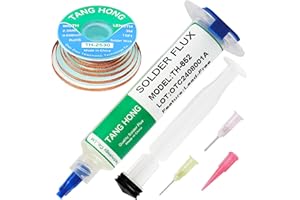 TANG HONG TH-652 No Clean Solder Flux Paste & Solder Wick,10ML/Bottle Transparent Soldering Flux(1 Pack),10 Ft Solder Wick (1 Pack),For BGA,IC,SMD,PCB,Phone,Etc. Electronic Component Repair