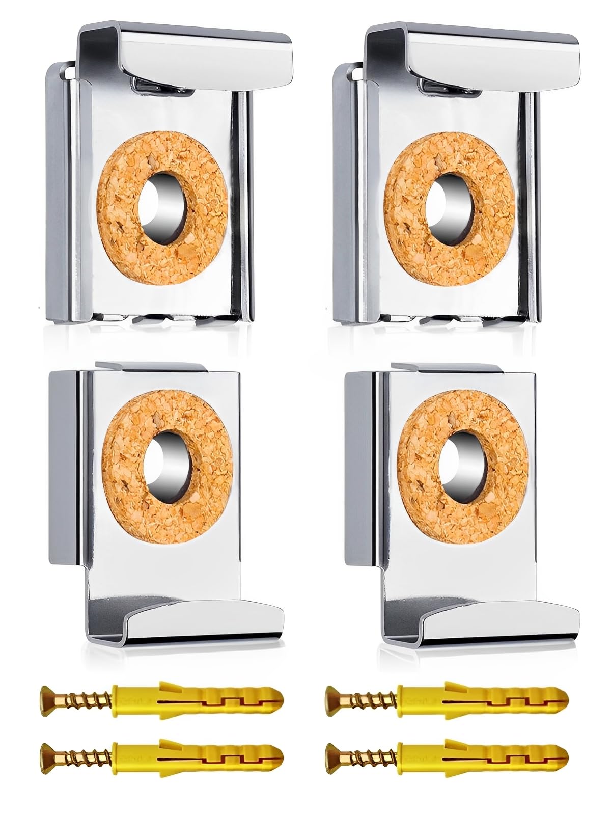 WJUAN Frameless Glass Wall Mount, Spring Loaded Mirror-clip with 4 Sets of Screws and Pins Can Be Used for Bathroom and Toilet-mirror Fixing and Decoration (Silver) — image 1