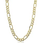 Kooljewelry Unisex Figaro Chain Necklace - 14k Gold Filled Solid Figaro Link Chain Necklace