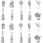 KitBeads 100pcs Tibetan Drink Charms Mixed Styles for Jewelry Making - Party Wine Beer Cocktail Vintage Coffee Goblet Alcohol Charms Bulk