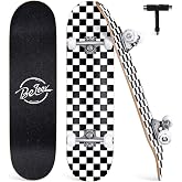 BELEEV Skateboards for Beginners, 31 x 8 inch Complete Skateboard for Kids Teens Adults, 7 Layer Canadian Maple Double Kick Deck Concave Cruiser Trick Skateboard with Multifunction Skate T-Tool
