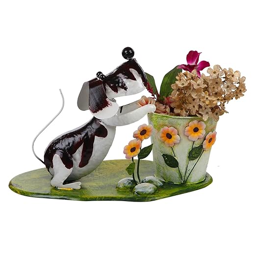 Wonderland Decorative Garden Dog with Pot/Planter : Home Decor, Gift Item