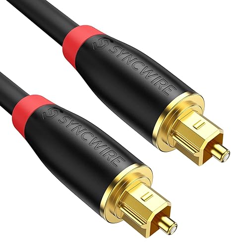 Optical Audio Cable 6ft, Syncwire Digital Toslink Cable for Soundbar Male  to Male Nylon Braided 24K Gold Plated SPDIF Optic Cord for TV, Home Theater 