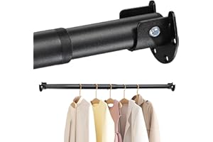 FACTIONGARDEN Closet Rods For Hanging Clothes,17-69 Inches Stepless Spring Adjustable Closet Rod With bracket U-shaped,1.3 Inches Heavy Duty Closet Hanging Rod For Wardrobe,Laundry room,Bathroom And Windows