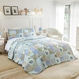 Emma Barclay Cotswold Quilted Patchwork Bedspread Set Blue Double