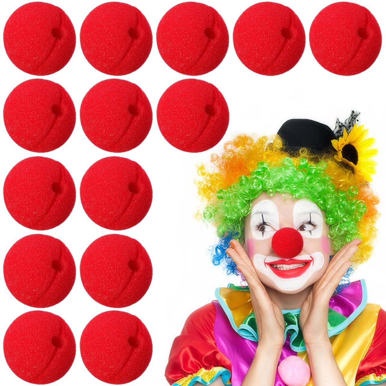 Ciieeo 50Pcs Red Clown Nose Foam Bulk, 2 Inch Soft Sponge Circus Noses for Party Favors Halloween Costume Red Nose Day 2026, Christmas Reindeer Cosplay Accessories for Kids Adults