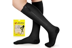 Ailaka Zipper Compression Socks for Men Women - 20-30 mmHg Close Toe Knee High Medical Compression Socks with Zipper, Zip Up Socks for Varicose Veins, Edema, Recovery, Pregnant, Nurse
