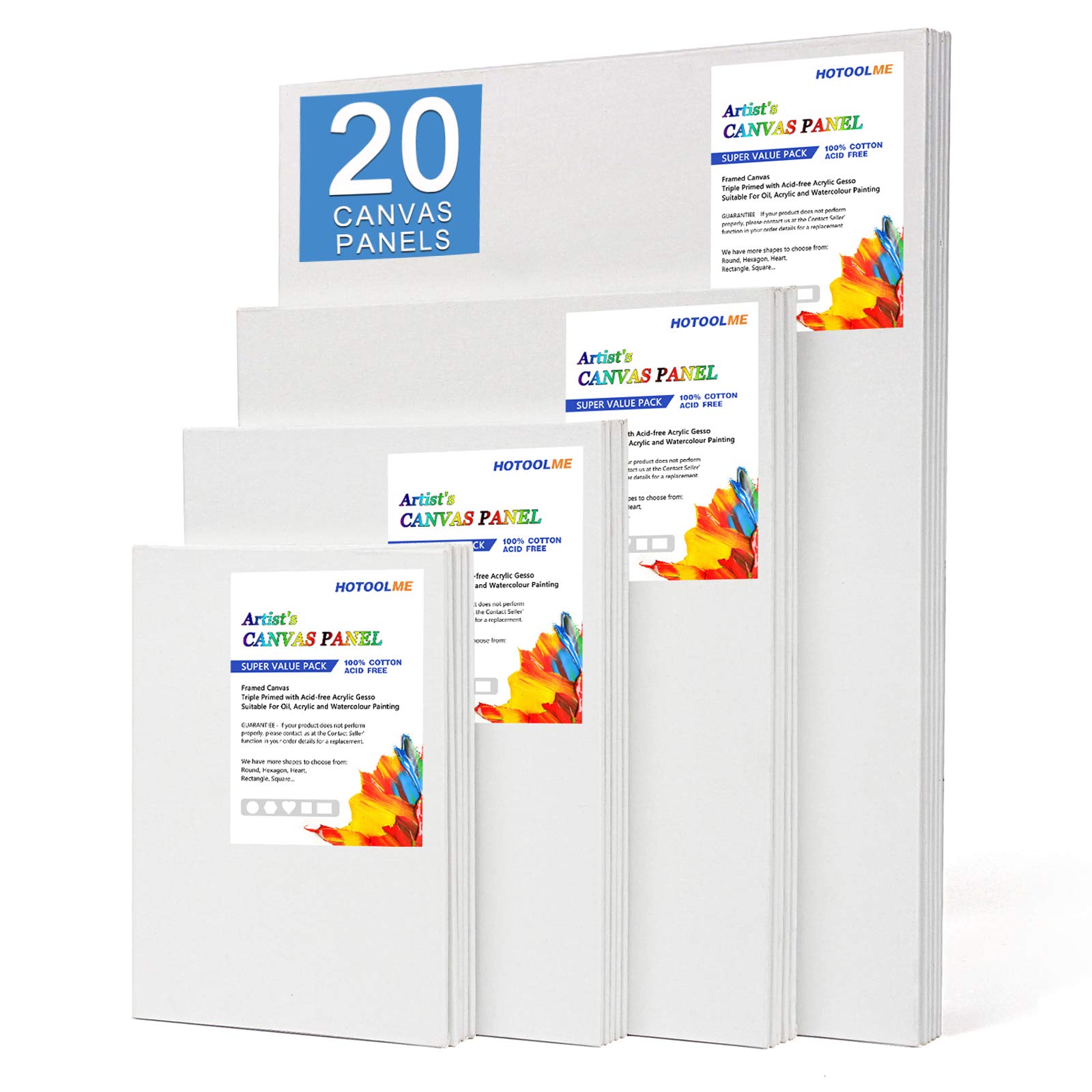 Buy Painting Canvas Panels Variety Pack 5x7, 8x10, 9x12, 12x16 inch