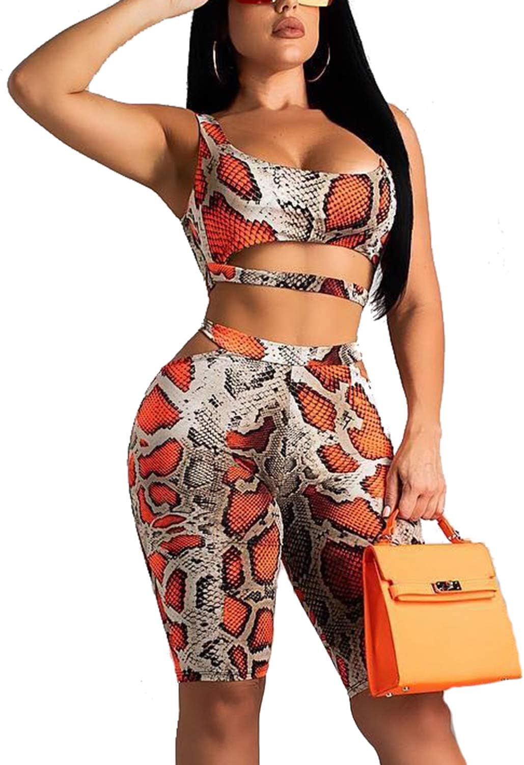 Women's Sexy Bodycon Sleeveless Tank Crop Top Shorts Pant Set Club 2 Piece Outfits Yoga Sports High Waist Tracksuit Set