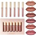 BONNIE CHOICE 6Pcs Nude Matte Liquid Lipstick Set, Waterproof Long Lasting Non-Stick Cup Nude Lipstick 24 Hour Not Fade Matte Lipstick Professional Lip Gloss Makeup Valentine's Day Gifts for Women