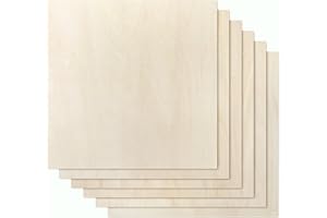 PRO FLEX Proflex Basswood Plywood 6pcs, 1/8" x 12” x 12” Real Wood Plywood Sheets Premium “A” Grade with Smooth Sanded Finish, Perfect for Laser Cutting & Engraving, Crafts, and DIY Projects.