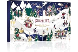 Kusmi Tea - Advent Calendar - Tea bags, Loose Leaf Tea and Accessories - 24 Christmas Surprises for Organic Tea and Infusion Lovers - Green Tea, Black Tea, White Tea, Herbal Tea (Winter Sports)