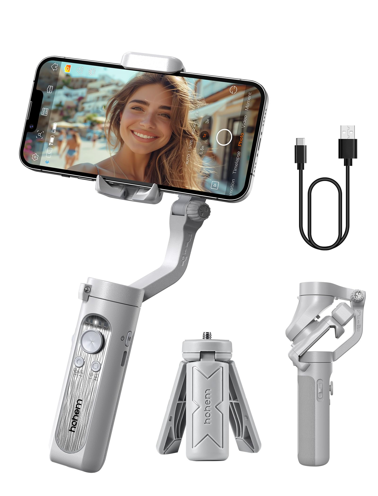 Photo 1 of hohem iSteady XE Gimbal Stabilizer for Smartphone, 2023 3-Axis Phone Gimbal, Ultra-Light Foldable Stabilizer for Android and iPhone 14 Pro Max, One-Key Inception, Ideal for Travel Vlogging