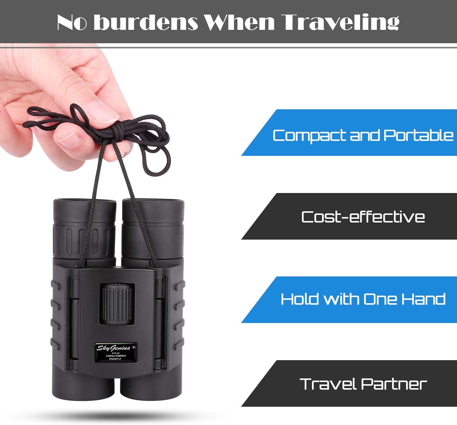 Skygenius 8x21 Compact Binoculars Lightweight for Concert Theater Opera, Mini Pocket Folding Binoculars for Adults Travel Hiking Bird Watching : Camera & Photo