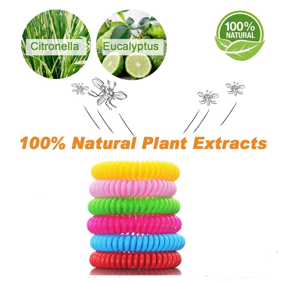 EDOU 12 Pezzi Antizanzare Braccialetto Repellente alla Zanzara Braccialetto DEET-FREE 100% Naturale Insetticidi Salviettine Anti Zanzara Impermeabile Per Uso Interno Da Viaggio Al Coperto Bambini Adulti 6 Colori