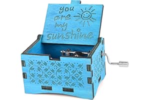 byykit You are My Sunshine Wood Music Boxes,Laser Engraved Vintage Wooden Sunshine Musical Box Gifts for Birthday/Christmas/Valentine's Day (Blue)