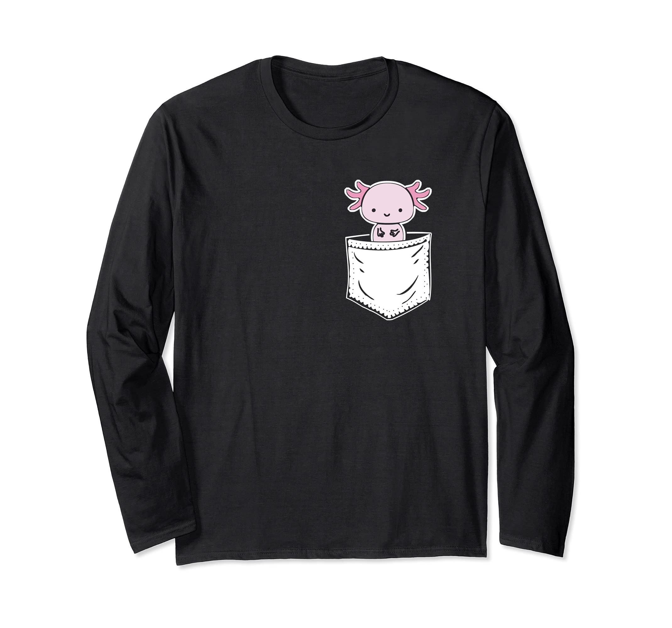 Axolotl Inside Pocket Watching You, Walking Fish Axolotl Long Sleeve T-Shirt