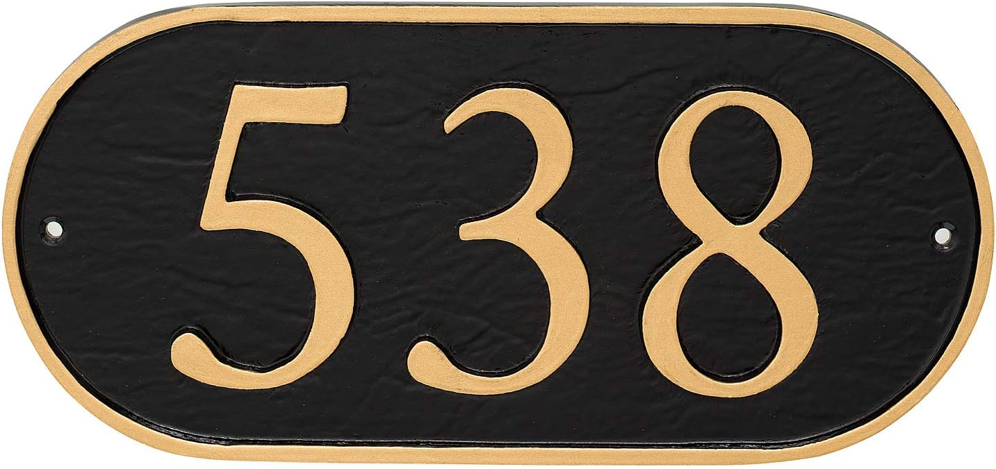 Address Signs - Address Number Store, Powder Coated Aluminum Horizontal Oblong Economy Series Address Plaque, Serif Font, Holds up to 3 Characters
