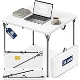 34" Square Folding Table for 4 Person, 330lbs Weight Capacity Foldable Table with HDPE Tabletop &amp; Heavy-Duty Steel Legs, Large Portable Picnic Table for Indoor Outdoor Parties, Camping, White