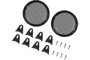 Motoforti Universal Speaker Grill Cover, Subwoofer Cover Grill, 5", Metal,Rubber, Black, 2pcs
