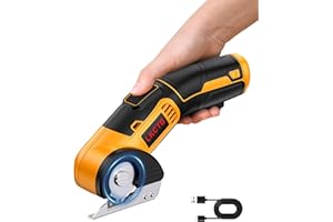 LKCTB Electric Scissors，4V Rechargeable Cardboard Cutter with Safety Lock, 2000 mAh, Electric Box Cutter for Leather Carpet Plastic Cutting, Sewing, Crafts