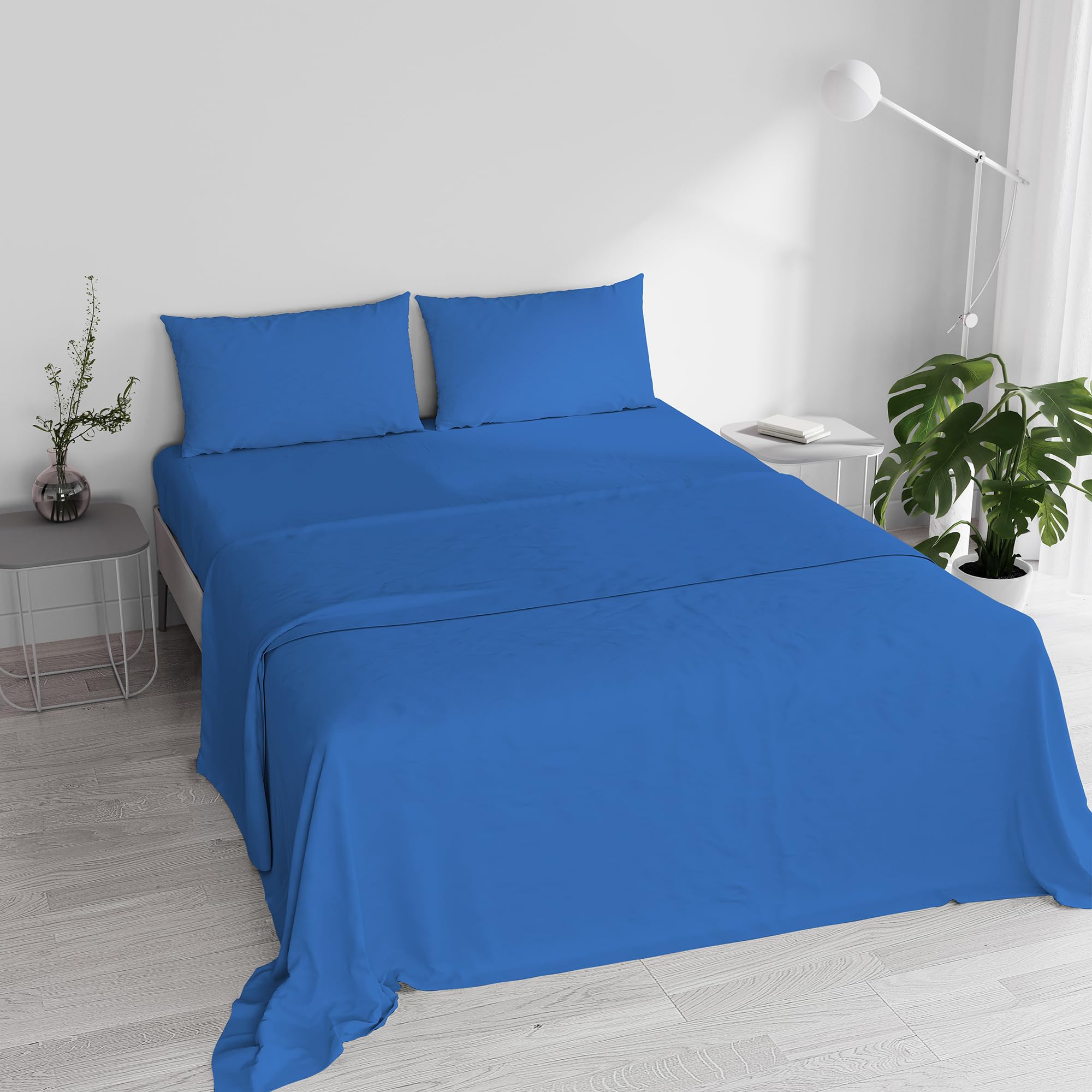Italian Bed Linen Double Bed, Linen, Blue, 240 x 300 cm — image 1