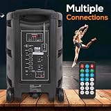 Pyle Portable PA Speaker Bluetooth 600W Karaoke with Wheels & Lights view 2